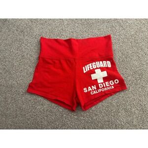 Lifeguard San Diego California Shorts Womens Medium Red Good High Waist Booty